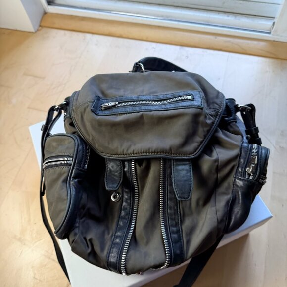 Alexander Wang 3-Way Marti Backpack – Olive Nylon with Black Leather Trim - Picture 1 of 10